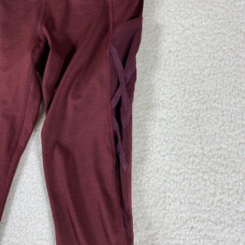 Old Navy Active Girls Size XL Burgundy Go-Dry Criss Cross Mesh Leggings Pants - Picture 4 of 10