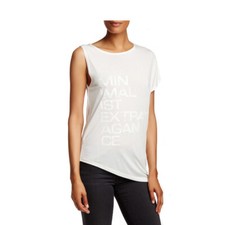 Halston Asymmetric Minimalistic Extravagance White ZAH111178P-WHTWT women Tshirt