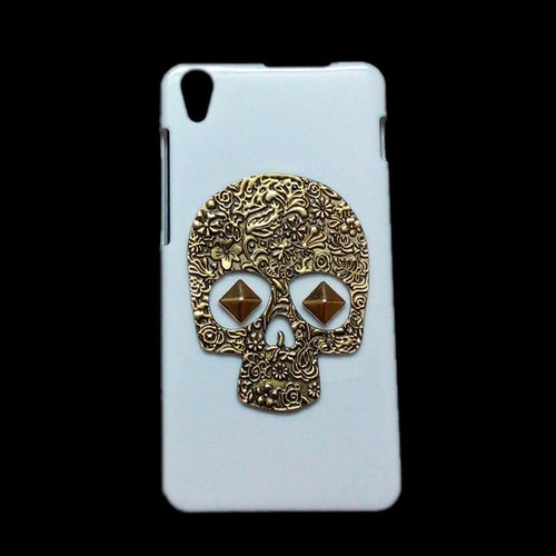 Case For Phones 3D Retro Metal Skull Punk Stud Rivet White Back Hard Phone Cover - Picture 9 of 9