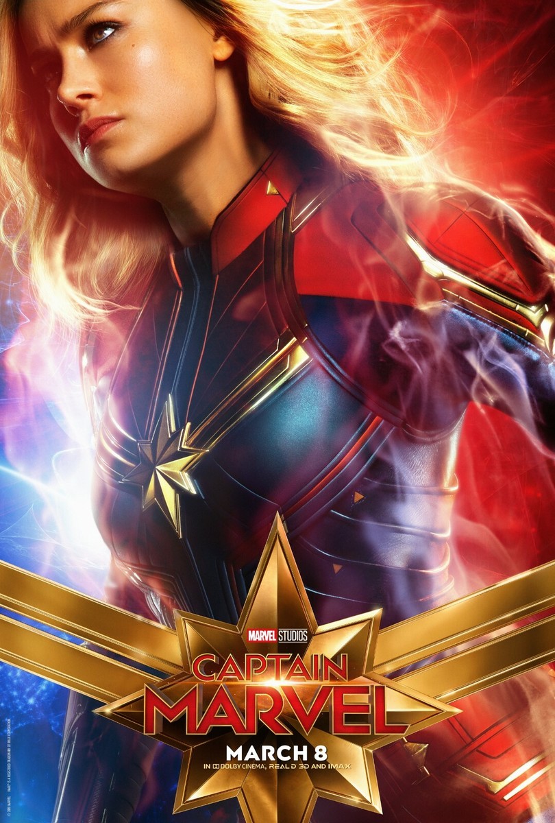 Captain Marvel Movie Poster Brie Larson Sam Jackson 11 X 17 Marvel