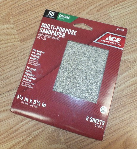 Ace (1010453) 60 Grit Course 4 1/2" x 5 1/2" Multi Purpose Sandpaper **NOS**  - Picture 1 of 4