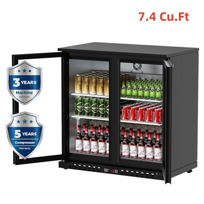 35.4" W 2-door Back Bar Beverage Cooler - Counter Height Ref