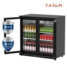 35.4" W 2-door Back Bar Beverage Cooler - Counter Height Refrigerator W/ LED New
