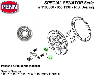 Penn - Ersatzteil # 055 113H - 1183880 - RS Bearing/Kugellager - Special Senator