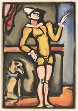 GEORGES ROUAULT : Clown with Dog : Archival Canvas Art Print