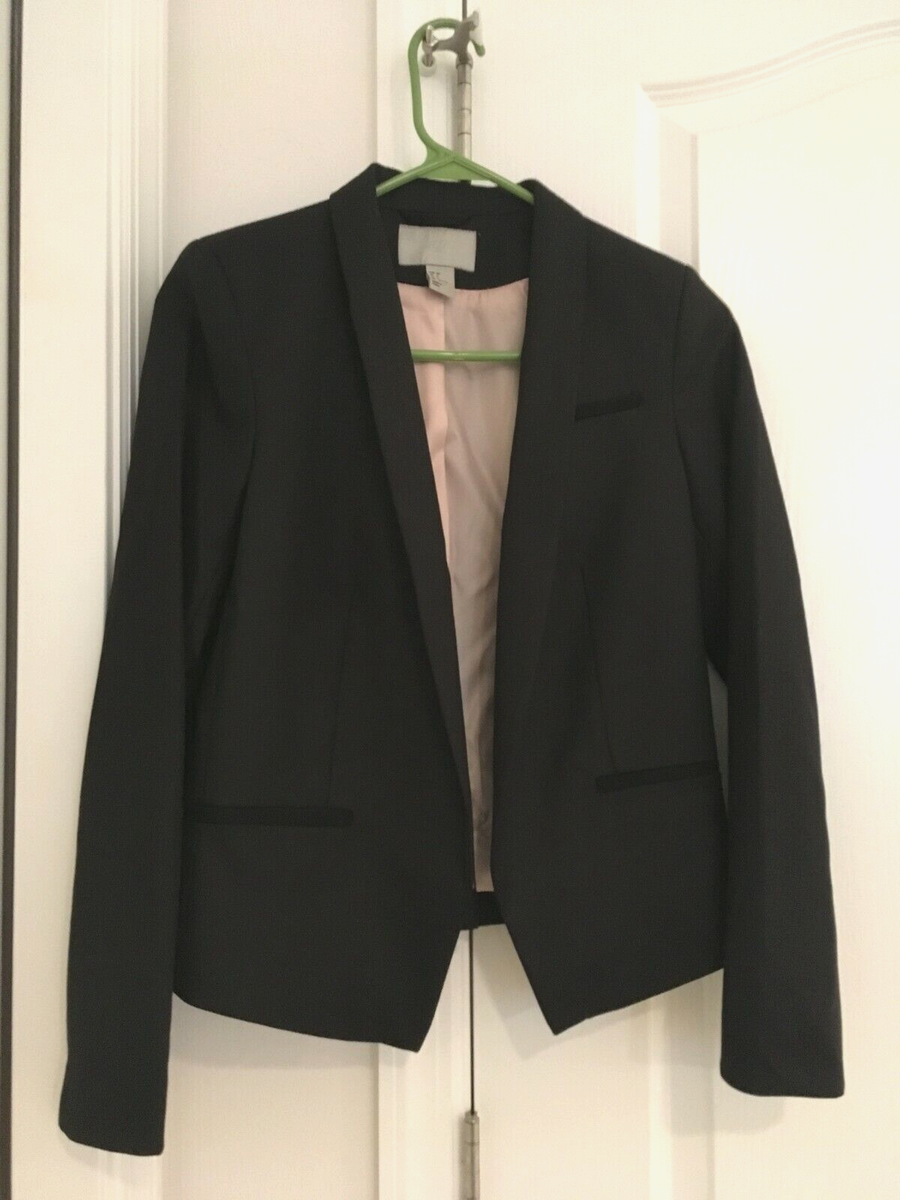 H&M Blazer Jacket Women's size Black Fitted Fully Lined H and M back vent  sz