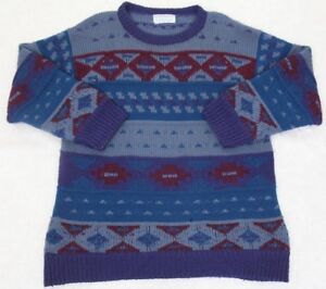 Christmas Sweater Medium Blue Women&#039;s Woman&#039;s Sheep Wool Nomadic Traders Holiday