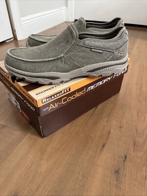 Skechers Mens Relaxed Fit Creston-Moseco Moccasin Slip On Loafer Taupe Size 12