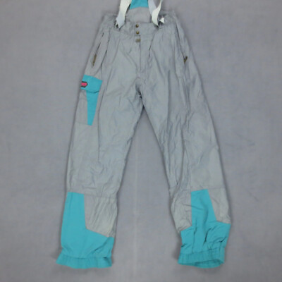 Skihose Retro Träger Vintage 90er Made France Eider Damen S grau Nylon