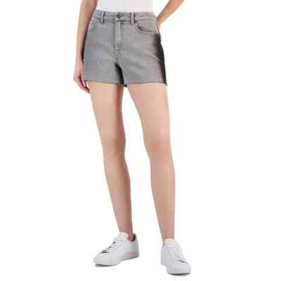 INC International Concepts High Rise Frayed Hem Denim Shorts, Gray Wash, Sz. 12