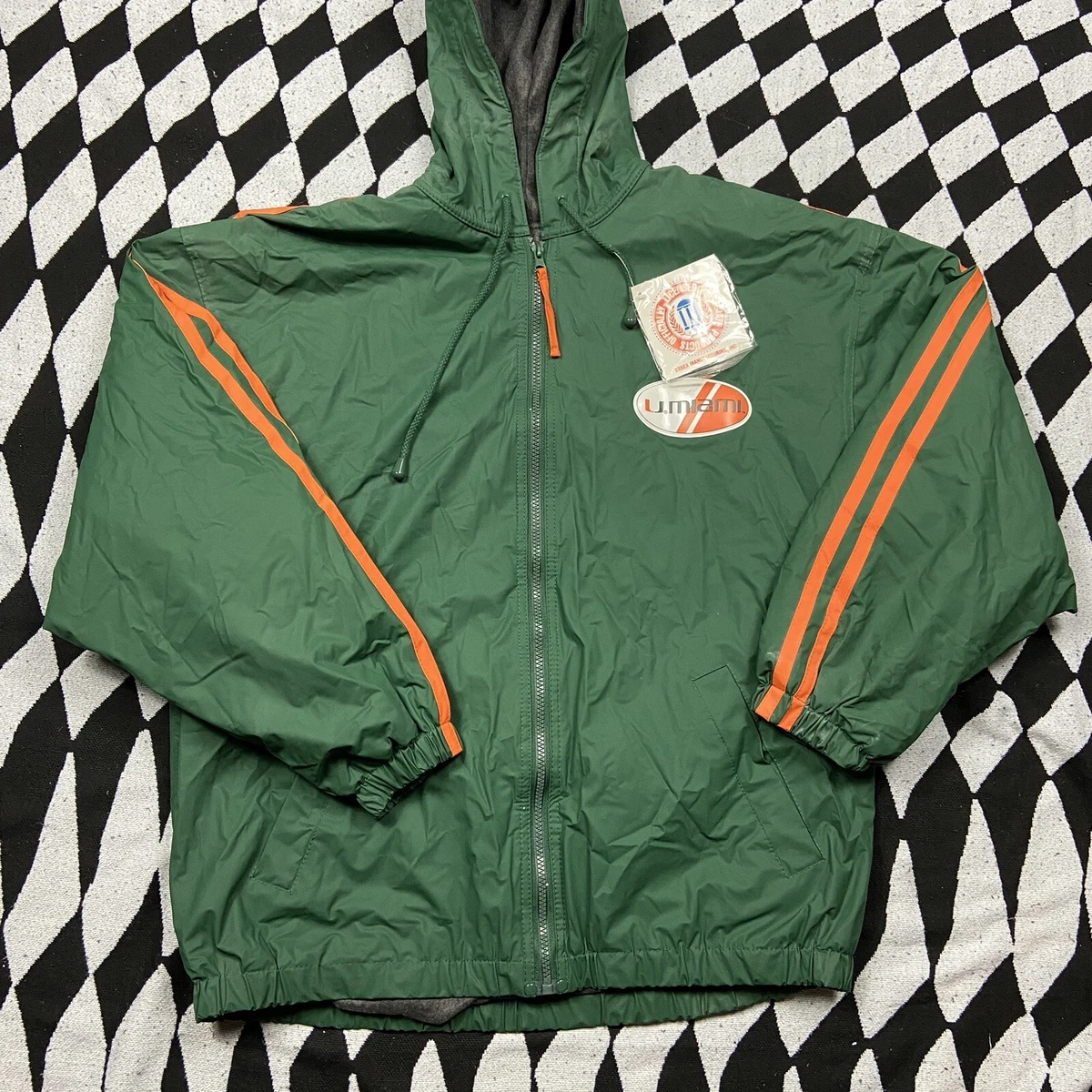 NWT University Of Miami Green Officially Licensed PVC Hooded Rain