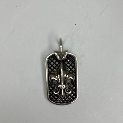 KING BABY STUDIO Sterling Silver Fleur-de-lis Relic Dog Tag