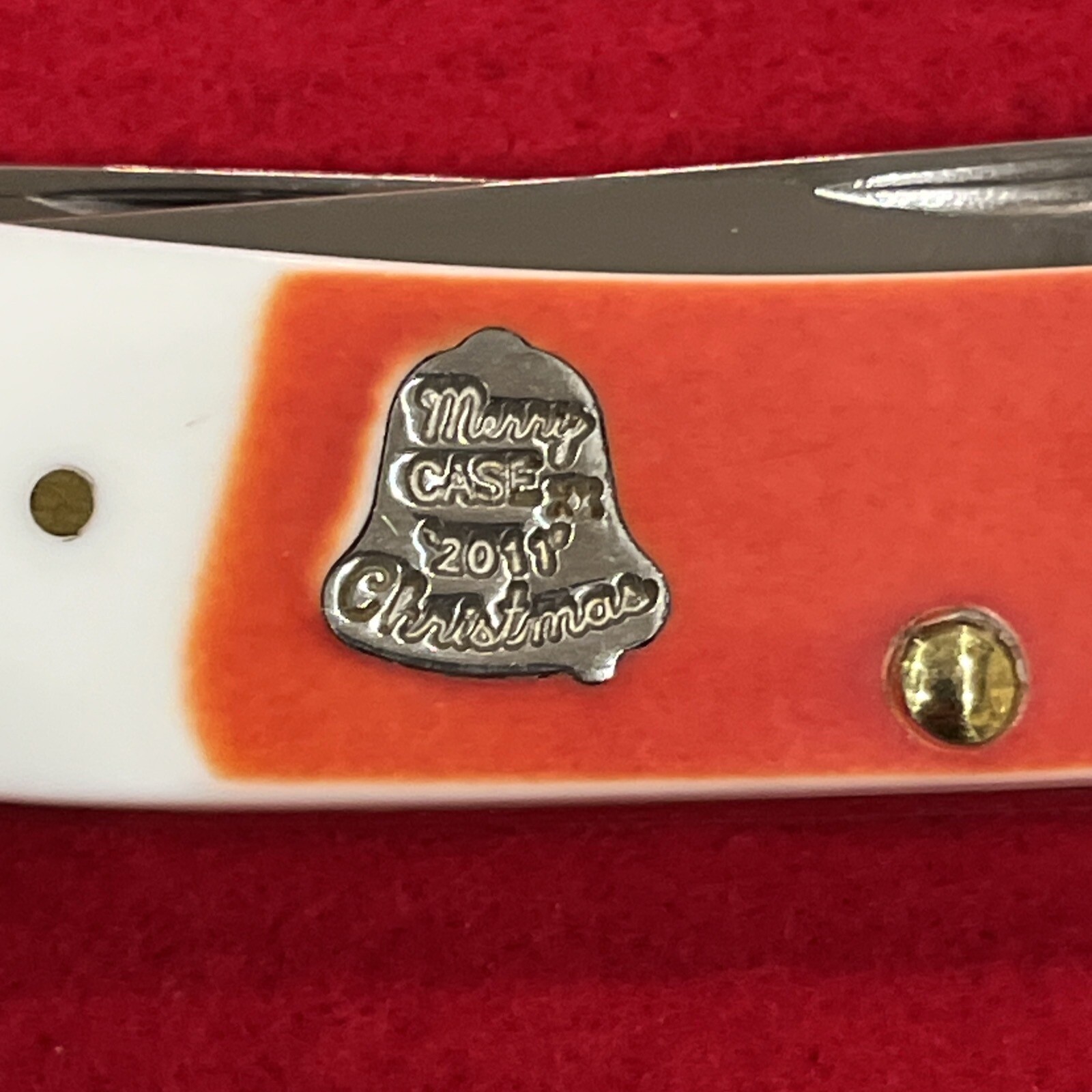 2011 CASE XX 4254 SS RED/WHITE CHRISTMAS TRAPPER POCKET KNIFE WITH 2