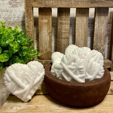 Mini Wooden Bowl with 6 pc White Heart Fillers Farmhouse Decorative Bowl NWOT