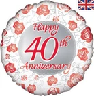 Ruby Anniversary Foil Balloon Happy 40th Anniversary Red White Party Decoration