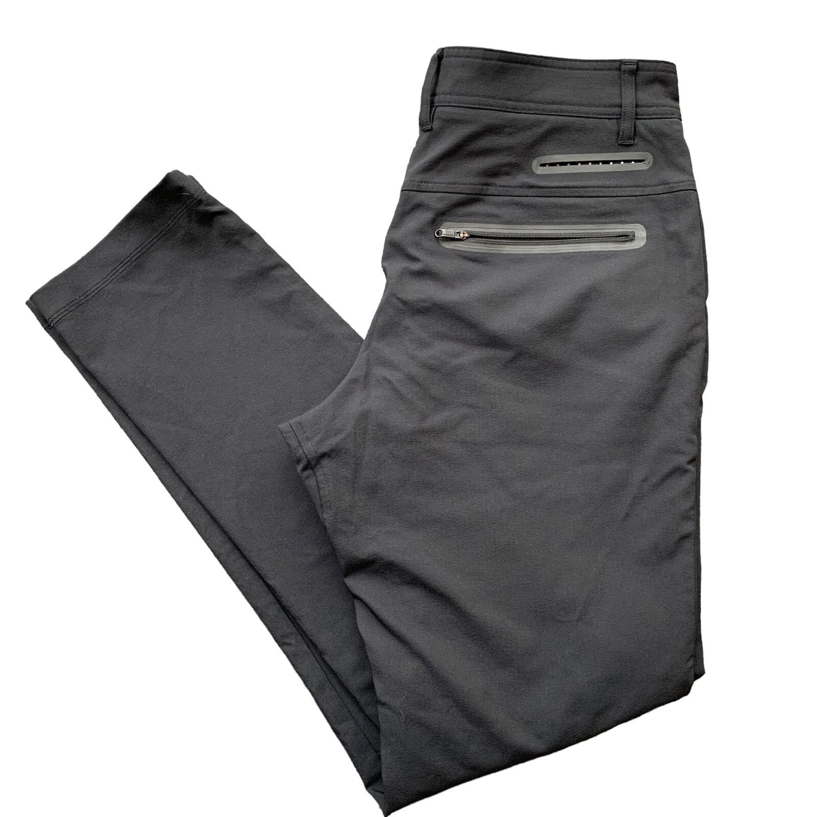 Lululemon Mens Commute Pants Size 32x30 Black Nylon Vented Snap Button