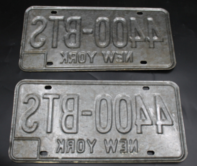 2pc NY NEW YORK License Plates 1987 1988 4400-BTS Ex. Cond