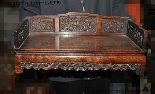 16.8'' old Chinese Huanghuali Wood carved desk table sofa Chair bed couch statue - Picture 1 of 12