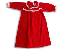 Vintage 12 Months Red Flannel Factory Nightgown Nightshirt Pajamas Girl's