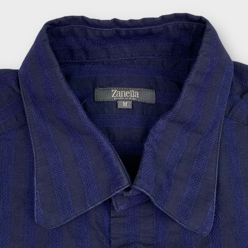 Zanella Shirt Mens Medium Douglas Textured Striped Button Up Made in Italy - Picture 8 of 16