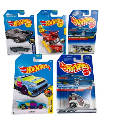 Hot Wheels Lot of 5 Die Cast Teed Off Amazoom Ice Charger Aisle Driver Dog Fight