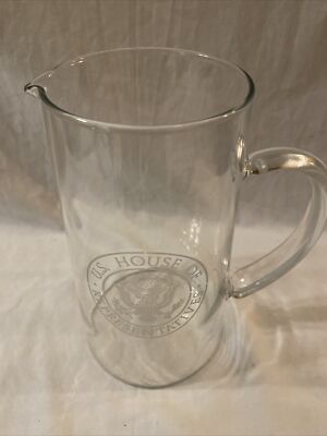 U.S. House of Representatives Large 8'' Etched Glass Water Pitcher