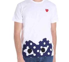 NEW - Comme des Gar ons PLAY Men's Polka Dot Half Heart T-Shirt - M