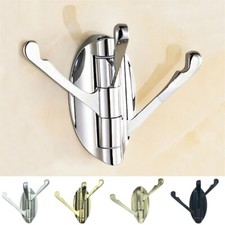 Foldable Swing 3 Triple Arm Coat Towel Hook Bathroom Kitchen Hanger Zinc Alloy