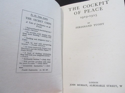1926 Ferdinand Touhy THE COCKPIT OF PEACE 1919-1925 Europe History Book Paris &c - Picture 2 of 11