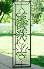 10" x 36" Handcrafted stained glass panel Clear Beveled window panel 
