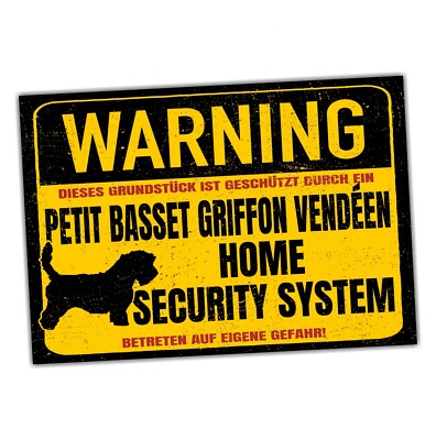 Schild Petit Basset Griffon Vendeen Warning Security System Türschild Hundeschil