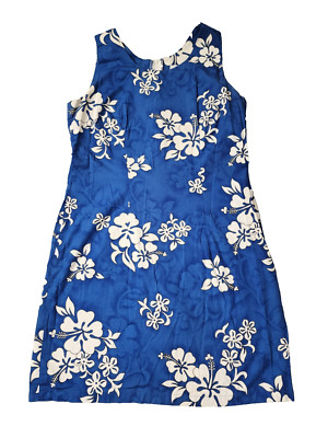Pacific Legend hibiscus shadow collection dress sz XL Blue white
