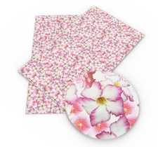 Floral Flowers FAUX LEATHER SHEET 8.75" X 12" 1124438 Pink and White LITCHI