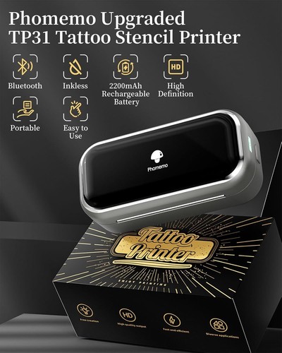 TP31 Wireless Tattoo Template Printer, Thermal Tattoo Machine With Tattoo Paper - Picture 2 of 8