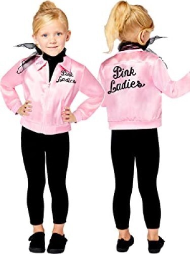 Licensed Grease Pink Ladies Girls Fancy Dress Costume Outfit