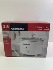 Genuine Chefmate 1.5 Quart (1.4 L) Round White Ceramic Slow Cooker w/ Lid #SC-15