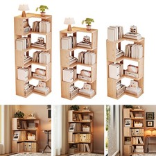 3/4/5 Tier Standing Book Shelves Corner Shelf Storage Wood Display Bookcase Unit
