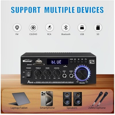 Home Audio Stereo Receiver w/ Bluetooth for Speakers