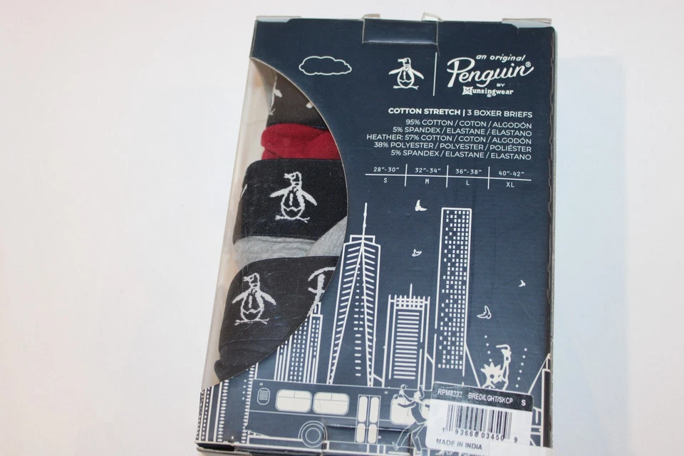 Paquete de 3 calzoncillos boxer Penguin Munsingwear de algodón elástico multicolor para hombre talla S Foto 4 de 4