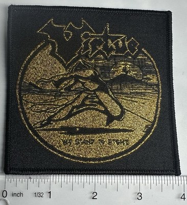 Virtue We Stand To Fight Black Border Gold Metallic Threading Woven Patch