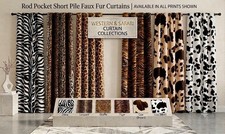 Animal Print Curtains 2 panels 84" Long Cow, Zebra, Leopard, and giraffe