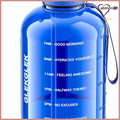 3L Trinkflasche Dunkelblau mit Strohhalm, BPA-frei, Zeitmarkierung, Spillproof