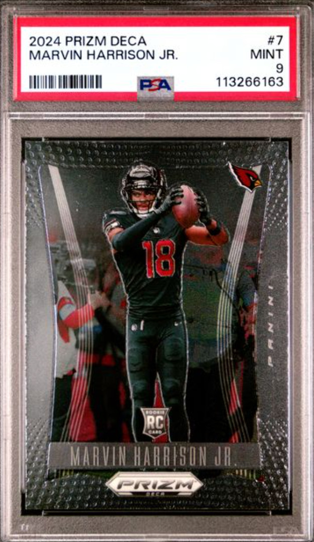 2024 PANINI PRIZM DECA #7 MARVIN HARRISON JR PSA MINT 9
