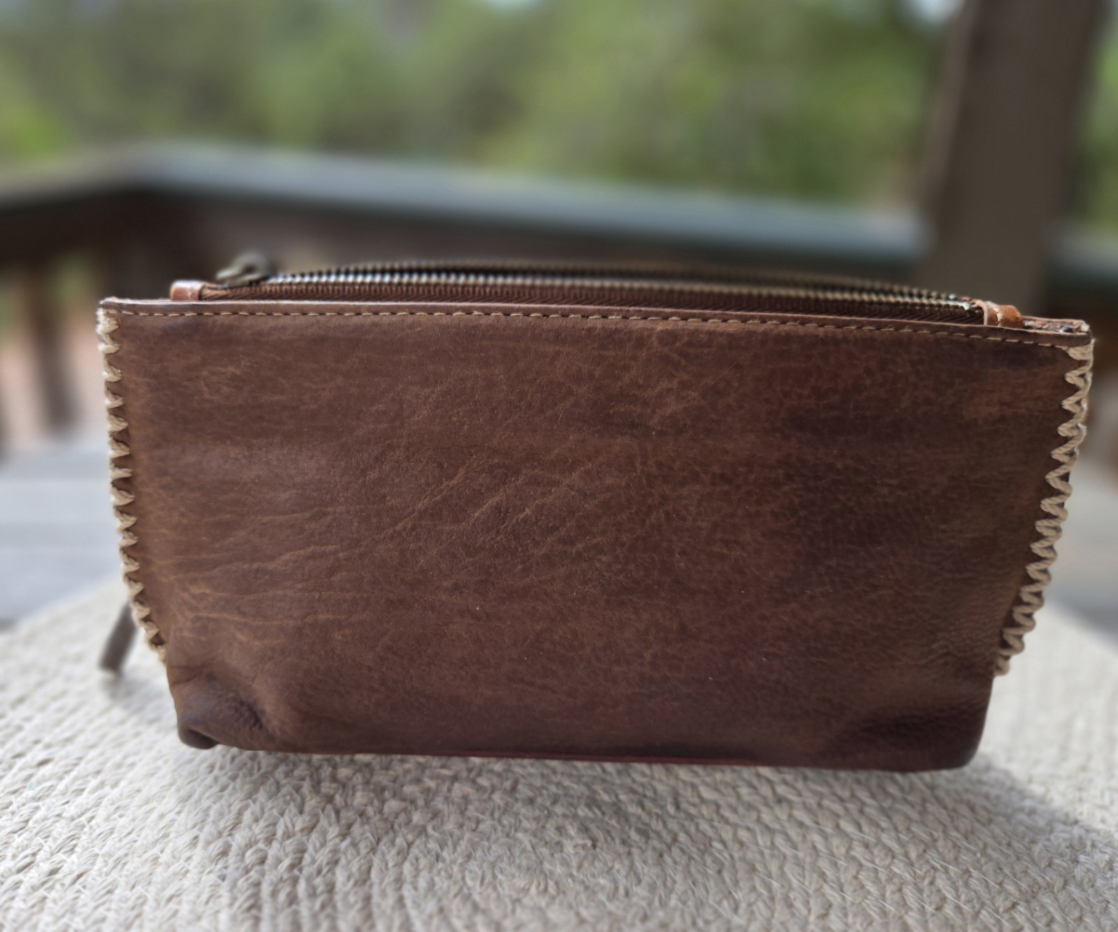 Pendleton Brown Distressed Leather Wristlet Clutc… - image 4