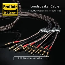 Banana OCC Copper HiFi Audio Bi-Wire Speaker Cable Banana Plug 24 Strands Wire