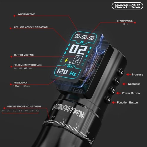 Wormhole 2PCS 2300mAh Batteries and 7 Adjustable pen+power supply, Black4 image 3