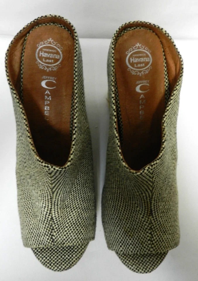 Sandalias Jeffrey Campbell Virgo plataforma cuña punta abierta tacón tweed yute talla 10 Foto 4 de 4