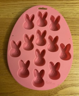 Wilton Peeps Bunnies Pink Oval Silicone Candy Treat Mold 12 Cavity