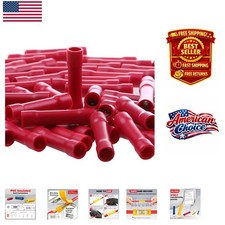 Durable 100 Pack Red Butt Connectors for 22-16 AWG Wire - Safe Reliable