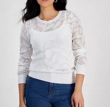 I.N.C. International Concepts Petite Floral-Jacquard Long-Sleeve Top, Size PP